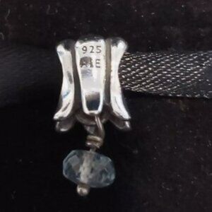 AUTH PANDORA Sterling Silver *RETIRED & RARE* Tulip w/blue Aquamarine 790248AQ